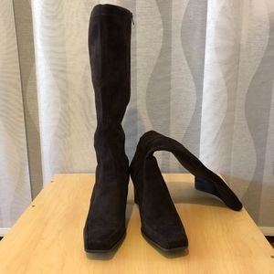 Franco Sarto Brown Faux Suede Stretchy Boots 8